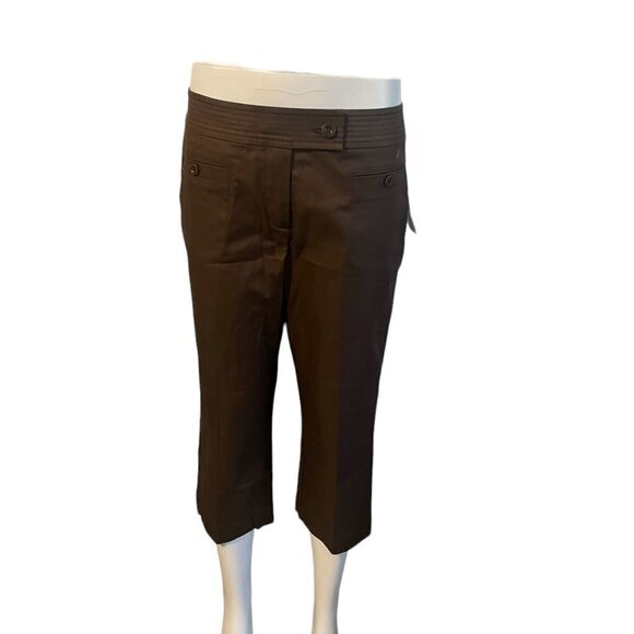 Talbots Women's 8 Chocolate Brown Capri Cropped Pants‎ Stretch Classic Straight - Picture 2 of 9